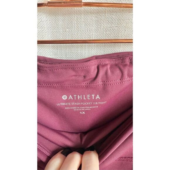 Athleta Ultimate Stash Pocket 7/8 Tights Leggings Deep Burgundy 1X High Rise - Picture 6 of 14